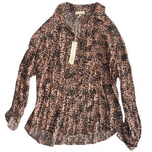 Lovestitch Leopard Blouse – Dusty Pink, Size M, NWT
